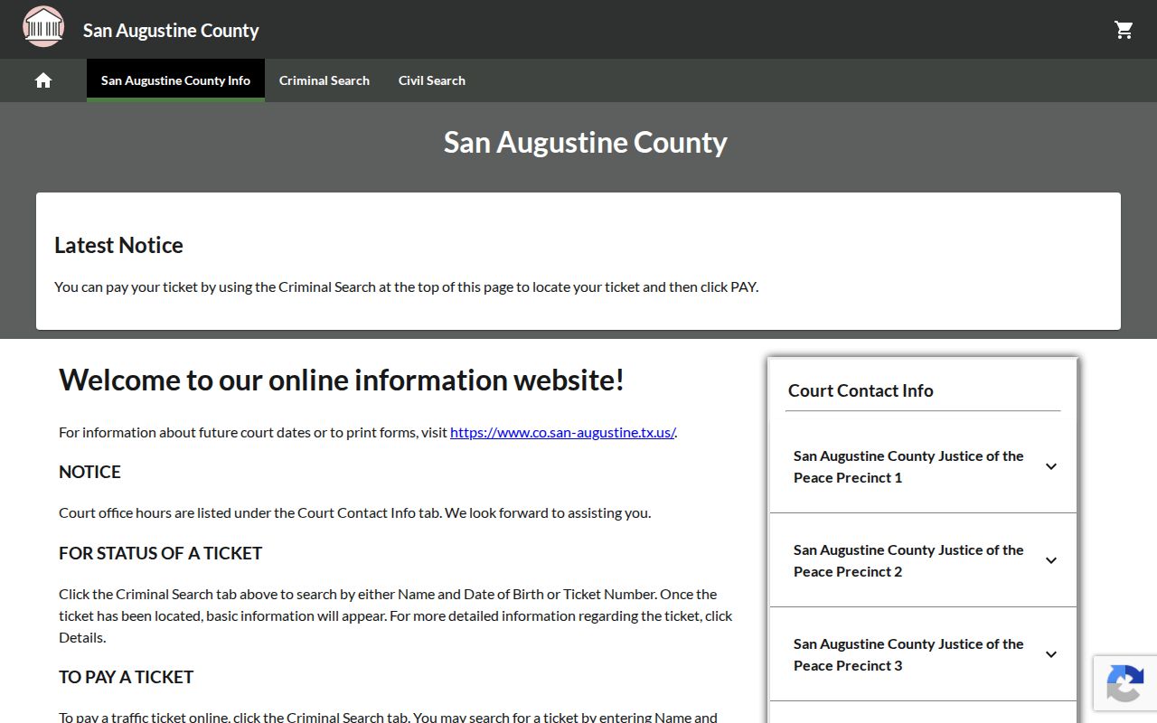 San Augustine County case search on GovRec